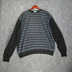 Linea Rosso Sweater Mens XXL Long Sleeve Blue Black Argyle Wool Blend Crew